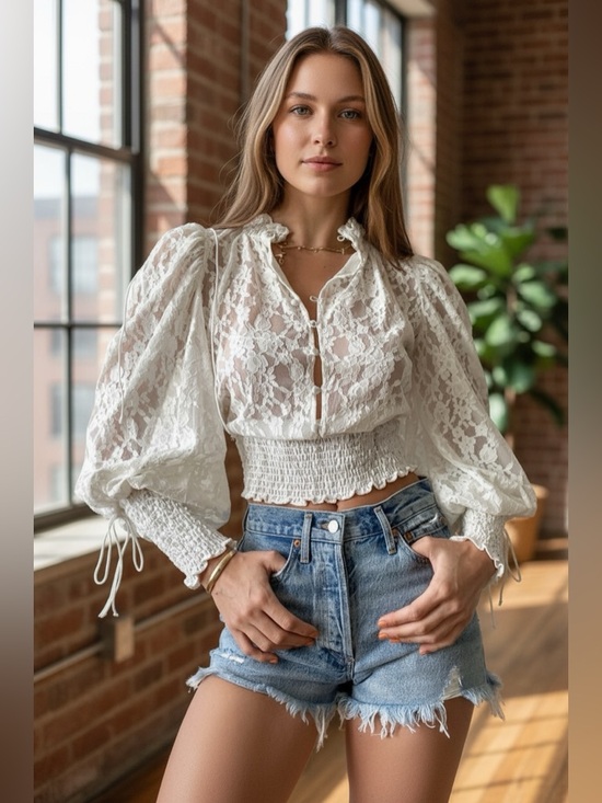 For Love And Lemons Tops - For Love & Lemons white lace blouse. Medium/large